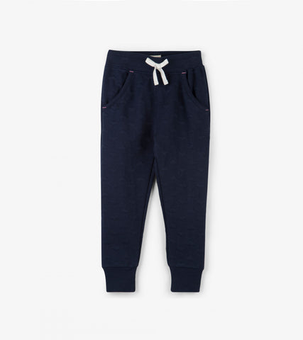 Hatley girl's navy hearts jog pant