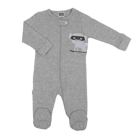 Kushies grey front zip sleeper - dog